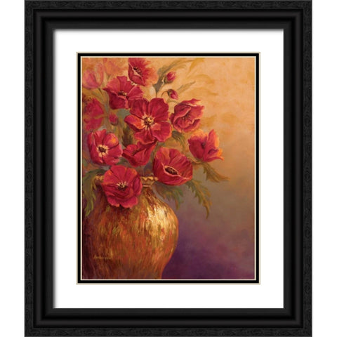 Crimson and Brass I Black Ornate Wood Framed Art Print with Double Matting by Wacaster, Linda