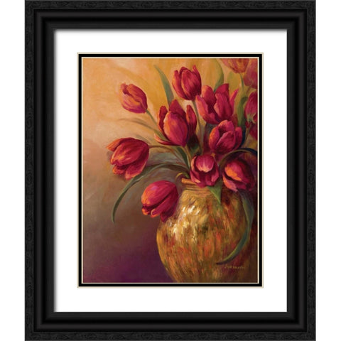 Crimson and Brass II Black Ornate Wood Framed Art Print with Double Matting by Wacaster, Linda