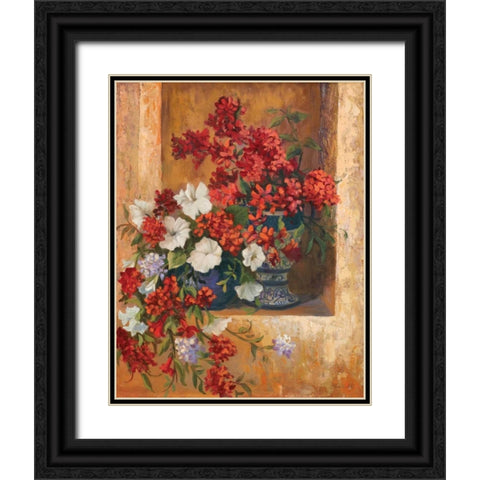Flores de Espana I Black Ornate Wood Framed Art Print with Double Matting by Wacaster, Linda