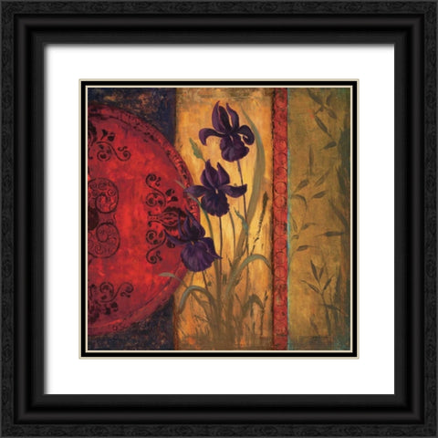 Iris Fusion II Black Ornate Wood Framed Art Print with Double Matting by Wacaster, Linda