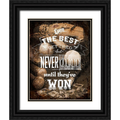 Never Quit Black Ornate Wood Framed Art Print with Double Matting by Art Licensing Studio