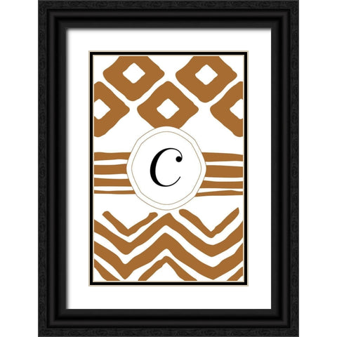 Initials Pattern C Black Ornate Wood Framed Art Print with Double Matting by Art Licensing Studio