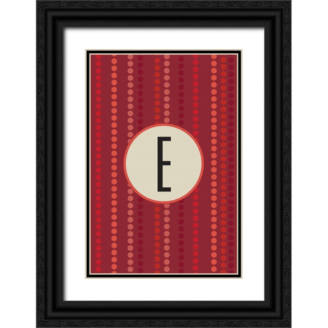 Initials Pattern E Black Ornate Wood Framed Art Print with Double Matting by Art Licensing Studio