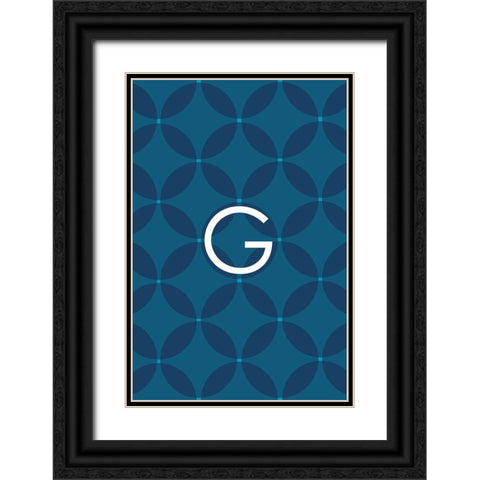 Initials Pattern G Black Ornate Wood Framed Art Print with Double Matting by Art Licensing Studio