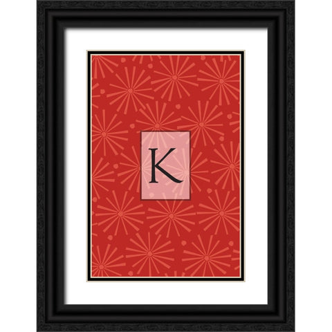 Initials Pattern K Black Ornate Wood Framed Art Print with Double Matting by Art Licensing Studio