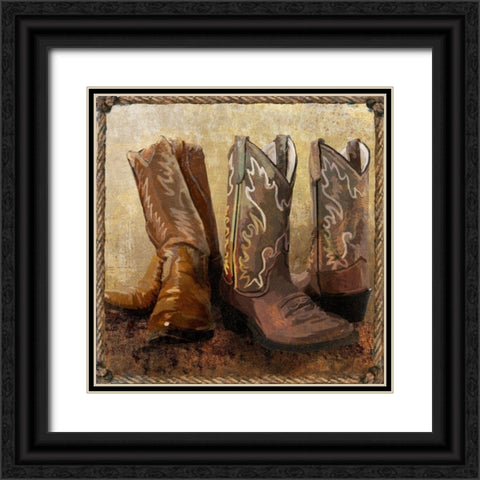 Roped In Boots Black Ornate Wood Framed Art Print with Double Matting by Art Licensing Studio