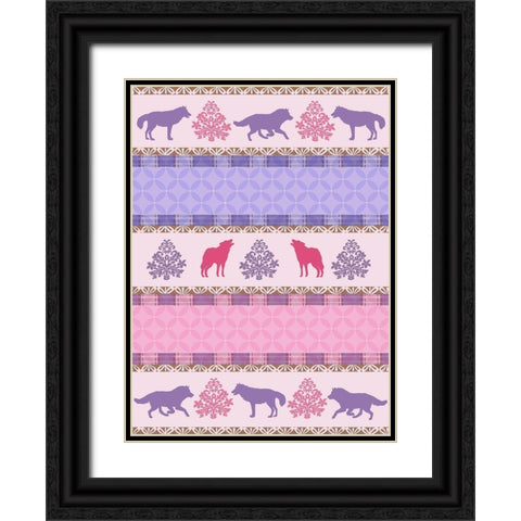 Roving Wolf Pattern Black Ornate Wood Framed Art Print with Double Matting by Art Licensing Studio