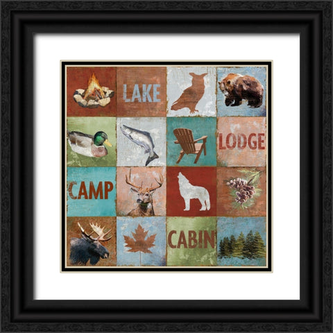North Woods Squares Black Ornate Wood Framed Art Print with Double Matting by Art Licensing Studio