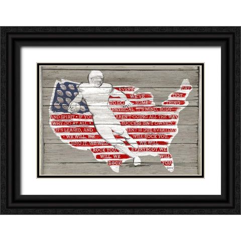 USA Flag and Runningback Black Ornate Wood Framed Art Print with Double Matting by Art Licensing Studio