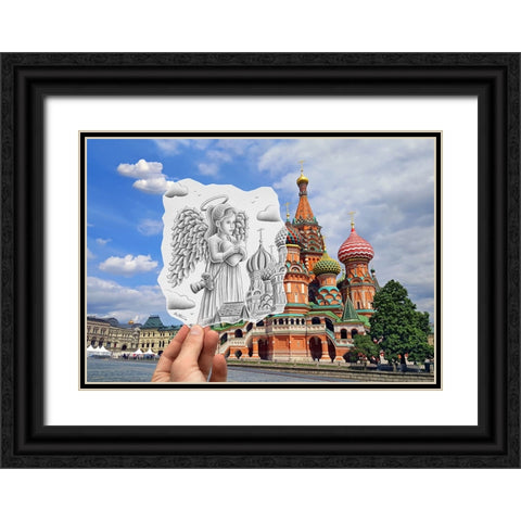 Pencil Vs Camera - Angel at St Basil Cathedral Black Ornate Wood Framed Art Print with Double Matting by Heine, Ben