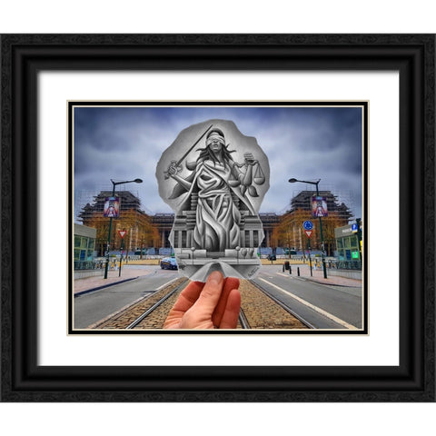 Pencil Vs Camera - Justice Black Ornate Wood Framed Art Print with Double Matting by Heine, Ben