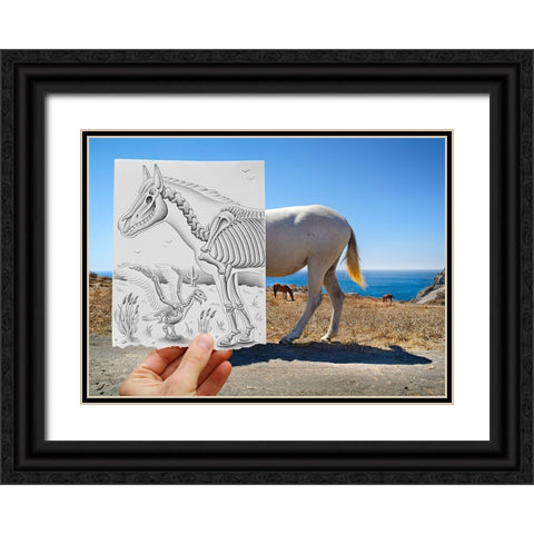 Pencil Vs Camera 40 - The Skeletons Black Ornate Wood Framed Art Print with Double Matting by Heine, Ben