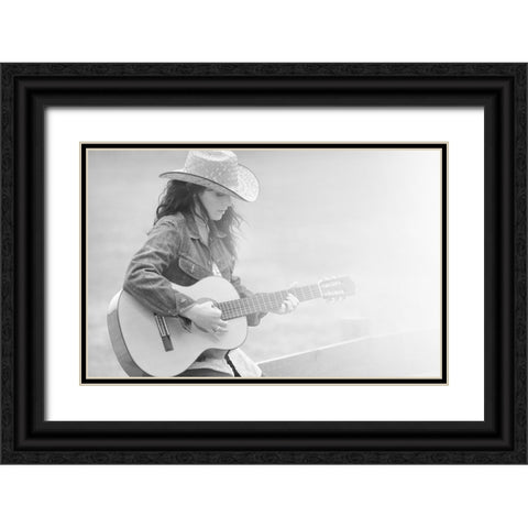 Guitar Black Ornate Wood Framed Art Print with Double Matting by Heine, Ben