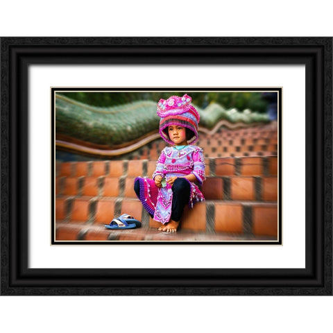 Thai Girl Thailand - 200 Black Ornate Wood Framed Art Print with Double Matting by Heine, Ben