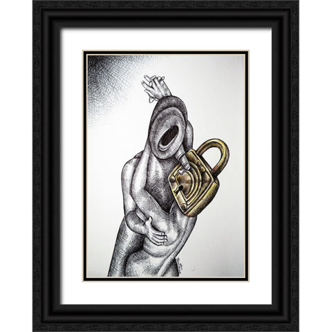 The Kiss Black Ornate Wood Framed Art Print with Double Matting by Heine, Ben