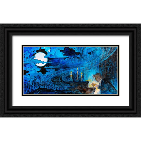 Moonlight Sonata Black Ornate Wood Framed Art Print with Double Matting by Bell, Bill