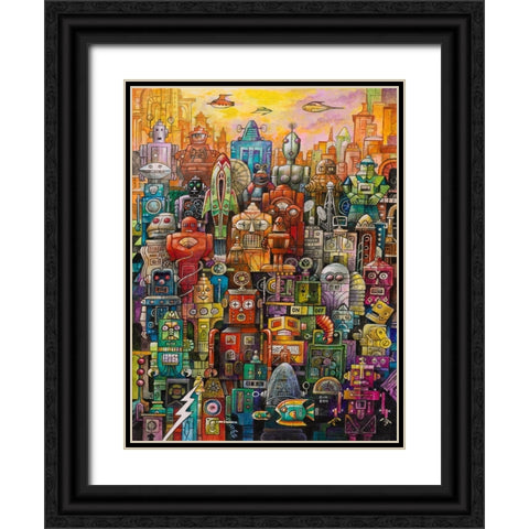 Robo Dootles Black Ornate Wood Framed Art Print with Double Matting by Bell, Bill