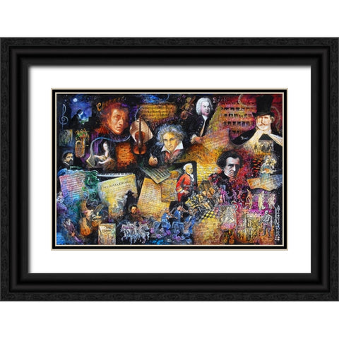 Art of Music Black Ornate Wood Framed Art Print with Double Matting by Bell, Bill
