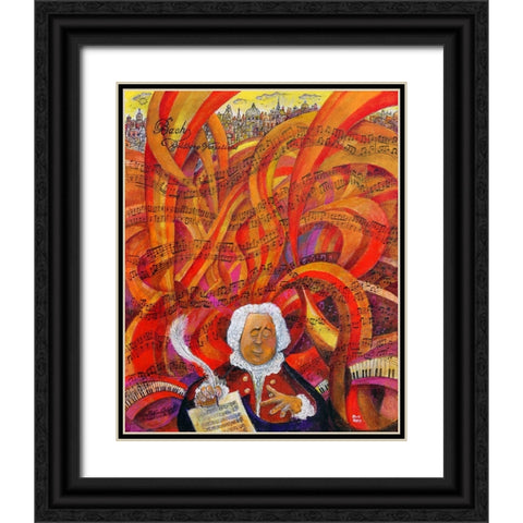 Bach Black Ornate Wood Framed Art Print with Double Matting by Bell, Bill