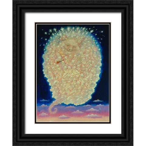 Pigs Heaven Black Ornate Wood Framed Art Print with Double Matting by Bell, Bill