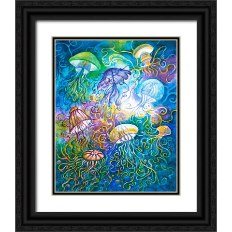 Jurassic Jelly Fish Black Ornate Wood Framed Art Print with Double Matting by Bell, Bill
