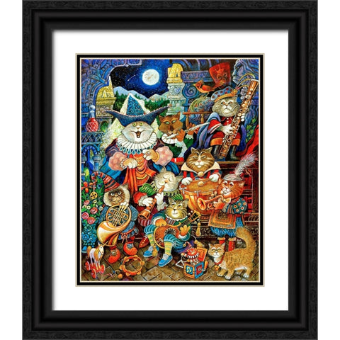 Moon Light Serenade Black Ornate Wood Framed Art Print with Double Matting by Bell, Bill