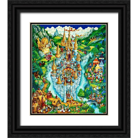 Cats Of Camelot Black Ornate Wood Framed Art Print with Double Matting by Bell, Bill