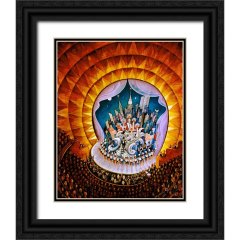 Radio City Black Ornate Wood Framed Art Print with Double Matting by Bell, Bill