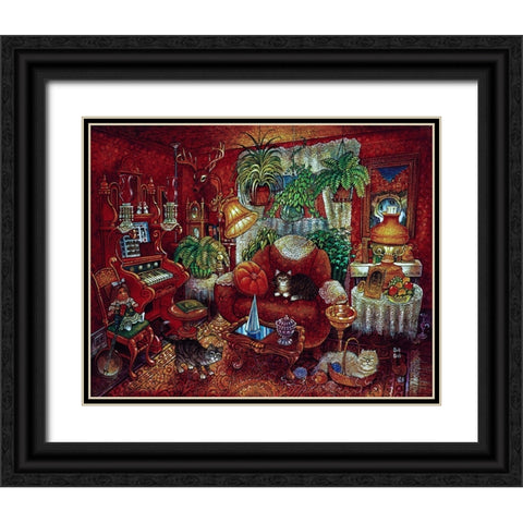 Red Room Black Ornate Wood Framed Art Print with Double Matting by Bell, Bill