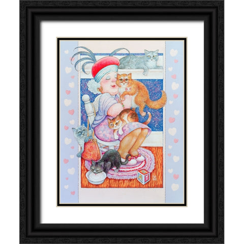 Cat Lady 2 Black Ornate Wood Framed Art Print with Double Matting by Bell, Bill