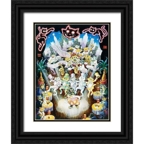 Copa Cats  Black Ornate Wood Framed Art Print with Double Matting by Bell, Bill