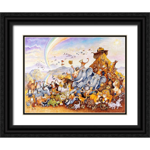 Noahs Happy Ending Black Ornate Wood Framed Art Print with Double Matting by Bell, Bill