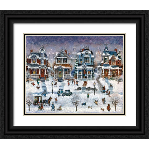 Snow Day Black Ornate Wood Framed Art Print with Double Matting by Bell, Bill