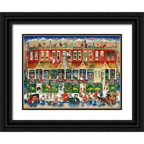 Row Houses  Black Ornate Wood Framed Art Print with Double Matting by Bell, Bill