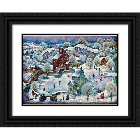 Clinton Mill Snow Black Ornate Wood Framed Art Print with Double Matting by Bell, Bill