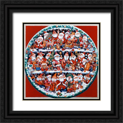 Santa On Shelves (Pc) Black Ornate Wood Framed Art Print with Double Matting by Bell, Bill