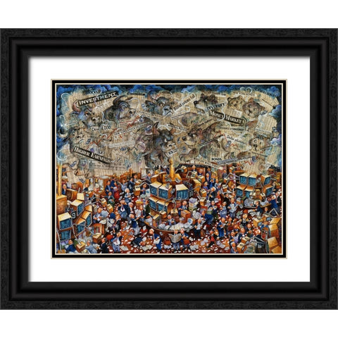 Week On Wall Street Black Ornate Wood Framed Art Print with Double Matting by Bell, Bill