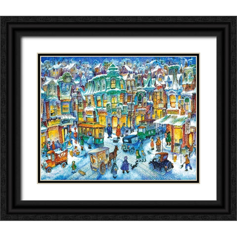 Old City Snow Black Ornate Wood Framed Art Print with Double Matting by Bell, Bill