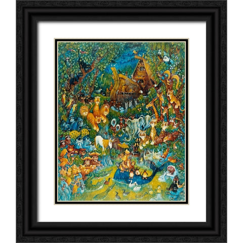 Noah And The Last Unicorn Black Ornate Wood Framed Art Print with Double Matting by Bell, Bill