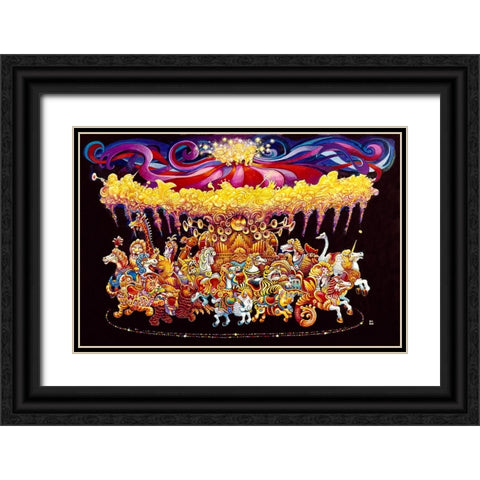 Velvet Carousel Black Ornate Wood Framed Art Print with Double Matting by Bell, Bill