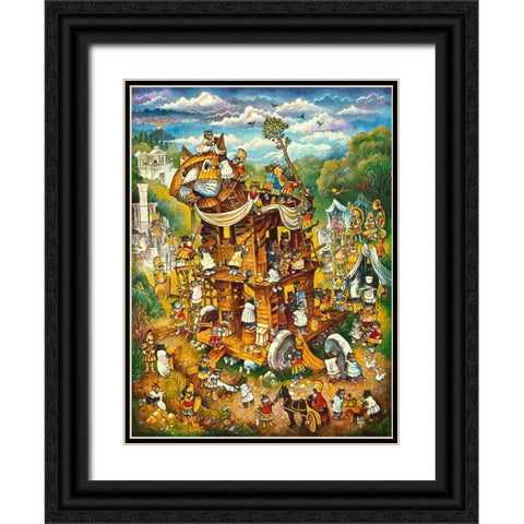 Trojan Cats Black Ornate Wood Framed Art Print with Double Matting by Bell, Bill