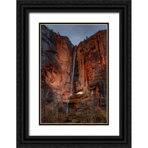 Waterfall Beauty At Zion Black Ornate Wood Framed Art Print with Double Matting by Sherrell, Bill