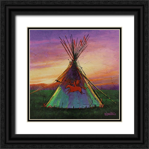 Red Horse Black Ornate Wood Framed Art Print with Double Matting by Langton, Bruce