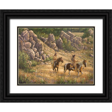 Warriors Through The Pass Black Ornate Wood Framed Art Print with Double Matting by Langton, Bruce