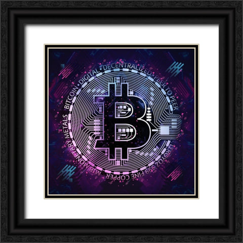Bitcoin 1 Black Ornate Wood Framed Art Print with Double Matting by Gray, Cameron