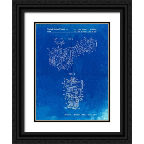 PP179- Faded Blueprint Optimus Prime Transformer Poster Black Ornate Wood Framed Art Print with Double Matting by Borders, Cole