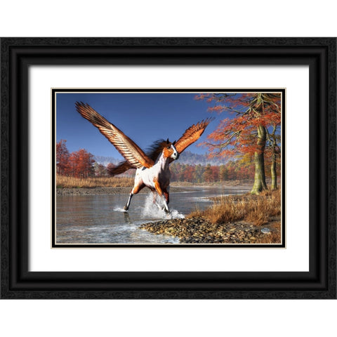 Autumn Pegasus Black Ornate Wood Framed Art Print with Double Matting by Eskridge, Daniel