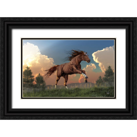 Running Free Black Ornate Wood Framed Art Print with Double Matting by Eskridge, Daniel