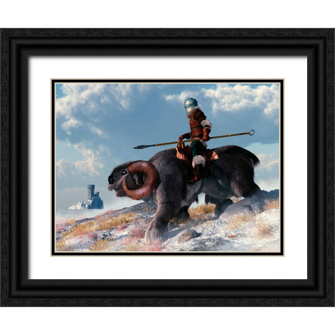Winter Warrior Black Ornate Wood Framed Art Print with Double Matting by Eskridge, Daniel