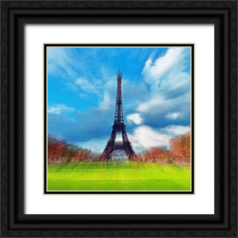 Eiffle Tower Black Ornate Wood Framed Art Print with Double Matting by Manlove, David